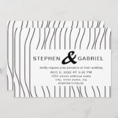 Invitation Élégantes rayures blanches noires. Mariage GAY mod (Devant / Derrière)