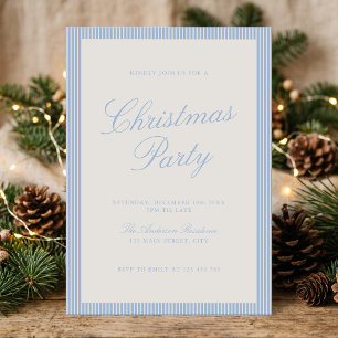 Invitation Élégantes rayures bleu poussiéreux pour la fête de