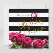 Invitation Élégantes rayures noires et blanches et roses rose (Dos)