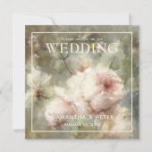 Invitation Élégantes Roses Antiques, Douce Florale Aquarelle  (Devant)