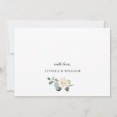 Invitation Élégantes Roses Blanches d'Eucalyptus et Verdure d (Dos)