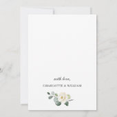 Invitation Élégantes Roses Blanches d'Eucalyptus et Verdure d (Dos)
