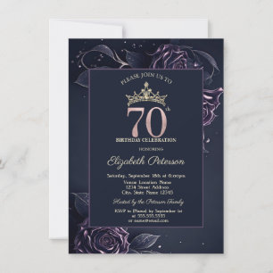 Invitation Elegantes Roses Dark Gothic 70e Anniversaire