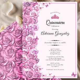 Invitation Élégantes roses de 15 ans pour Quinceanera rose