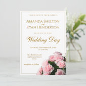 Invitation Élégantes Roses Fleurs Florales Mariage (Debout devant)