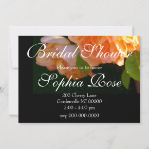 Invitation Élégantes roses florales classiques orange pêche