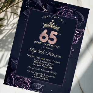 Invitation Elegantes Roses Gothique Sombre 65e Anniversaire