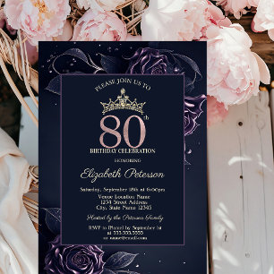 Invitation Elegantes Roses Gothique Sombre 80e Anniversaire