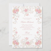 Invitation Élégantes Roses Roses Fleurs | Baptême (Devant)