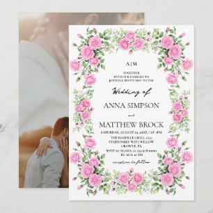 Invitation Élégantes Roses Roses Fleurs Mariage