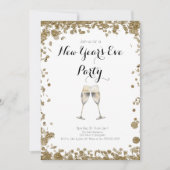 Invitation Élégantes Séquines Or Nouvel An Réveillon (Devant)