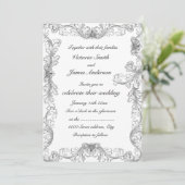 Invitation Élégantes soirs en noir et blanc mariage (Debout devant)