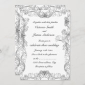 Invitation Élégantes soirs en noir et blanc mariage (Devant / Derrière)