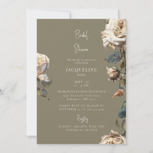 Invitation Élégantes Tons Chauds Roses Séchées Blanches Maria