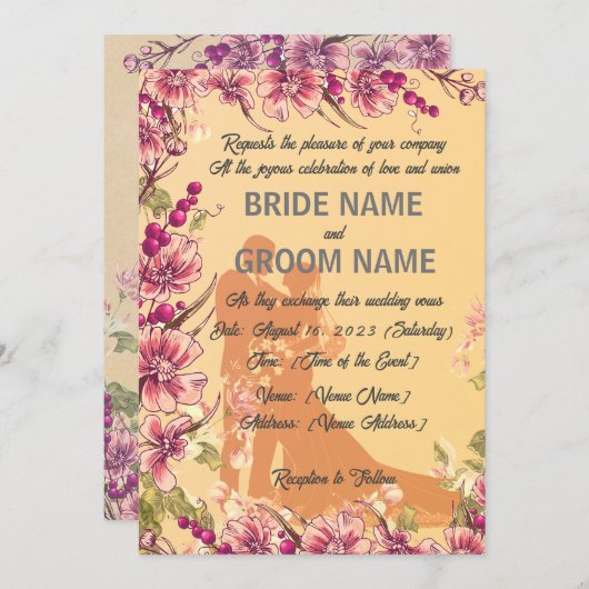 Invitation "Elegantly Enchanted : Un Mariage Vintage (Devant / Derrière)