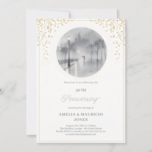 Invitation Élégants 50 ans de mariage (Devant)