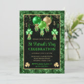 Invitation Élégants ballons verts et dorés St Patrick's Day (Debout devant)