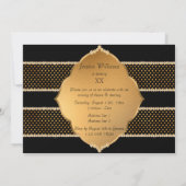 Invitation Élégants Bijoux Noir et Or Décorés Anniversaire (Dos)
