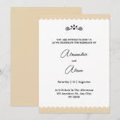 Invitation Élégants Bordures Dorées Mariage Cookie Minimalist (Devant / Derrière)