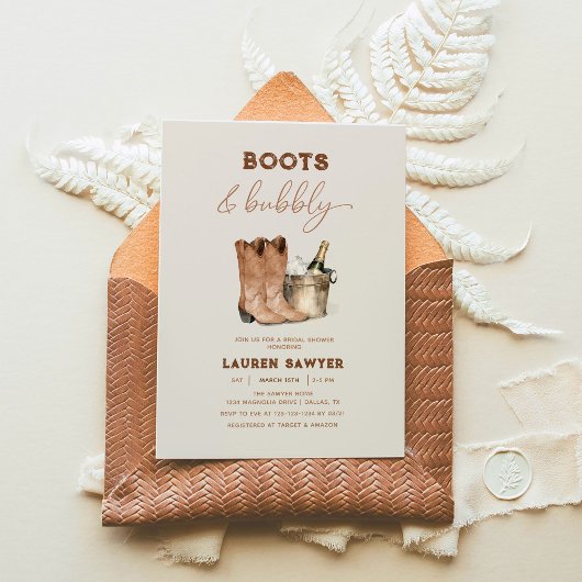 Invitation Élégants Bottes à l'aquarelle et enterrement de vi