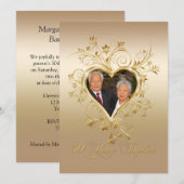 Invitation Élégants cœurs tourbillonnants 50e anniversaire ph (Devant / Derrière)