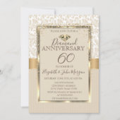 Invitation Élégants diamants damassés cadre mariage anniversa (Devant)