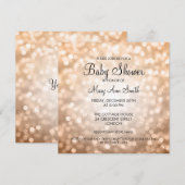 Invitation Élégants feux de Parties scintillant en cuivre Bab (Devant / Derrière)