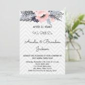 Invitation Élégants Fleurs Mariage Renouvellement de l'annive (Debout devant)