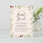 Invitation Élégants Fleurs sauvages en Blush Pink Bridal Brun (Debout devant)