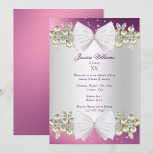 Invitation Élégants Gems & Bow Lilac Anniversaire