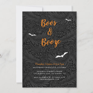 Invitation Élégants Huées & Boissons Fleur Noir Orange Hallow
