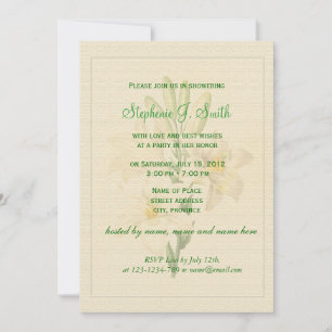 Invitation Élégants lys blancs vintage pour baby shower de ma