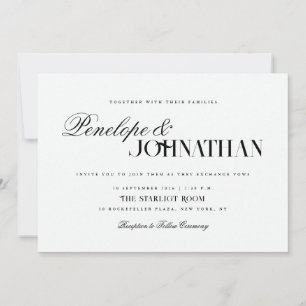 Invitation Élégants Noms de Mariage Serif Script Horizontal