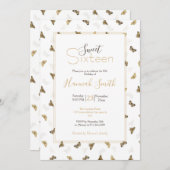 Invitation Élégants papillons blancs en or (Devant / Derrière)