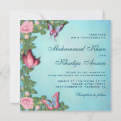 Invitation Élégants papillons floraux Mariage musulman islami (Dos)