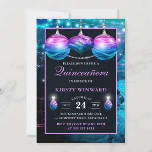 Invitation Élégants pendentifs de sirène bleus et violets pou