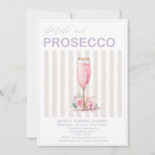Invitation Élégants Pétales Aquarelle et Prosecco Robe de Ma
