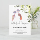 Invitation Élégants pétales et Fête des mariées de poursuites (Debout devant)