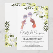 Invitation Élégants pétales et Fête des mariées de poursuites (Devant / Derrière)