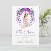 Invitation Élégants pétales et Prosecco Fête des mariées flor (Debout devant)