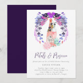 Invitation Élégants pétales et Prosecco Fête des mariées flor (Devant / Derrière)
