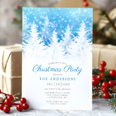 Invitation Élégants pins d'hiver dans la neige Fête de Noël