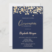 Invitation Elégants points, Confetti Navy Blue Quinceañera (Devant)