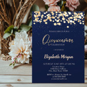 Invitation Elégants points, Confetti Navy Blue Quinceañera
