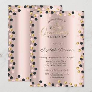 Invitation Élégants points dorés, Diadème,Invitation Quinceañ