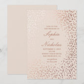 Invitation Élégants pois d'or. Mariage moderne classique (Devant / Derrière)