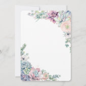 Invitation Élégants succulents Blush Floral Greenery Mariage (Dos)