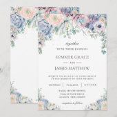 Invitation Élégants succulents Blush Floral Greenery Mariage (Devant / Derrière)