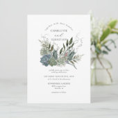 Invitation Élégants succulents peints Mariage floral (Debout devant)