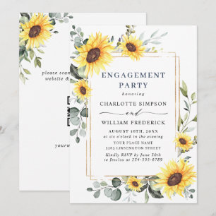 Invitation Élégants Tournesols Eucalyptus FÊTE DE FIANÇAILLES